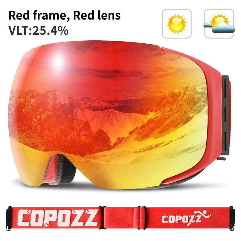 COPOZZ Magnetic Ski Goggles with Quick-Change Lens and Case Set 100% UV400 Protection Anti-fog Snowboard Goggles for Men & Women - Property & Safety Tradings