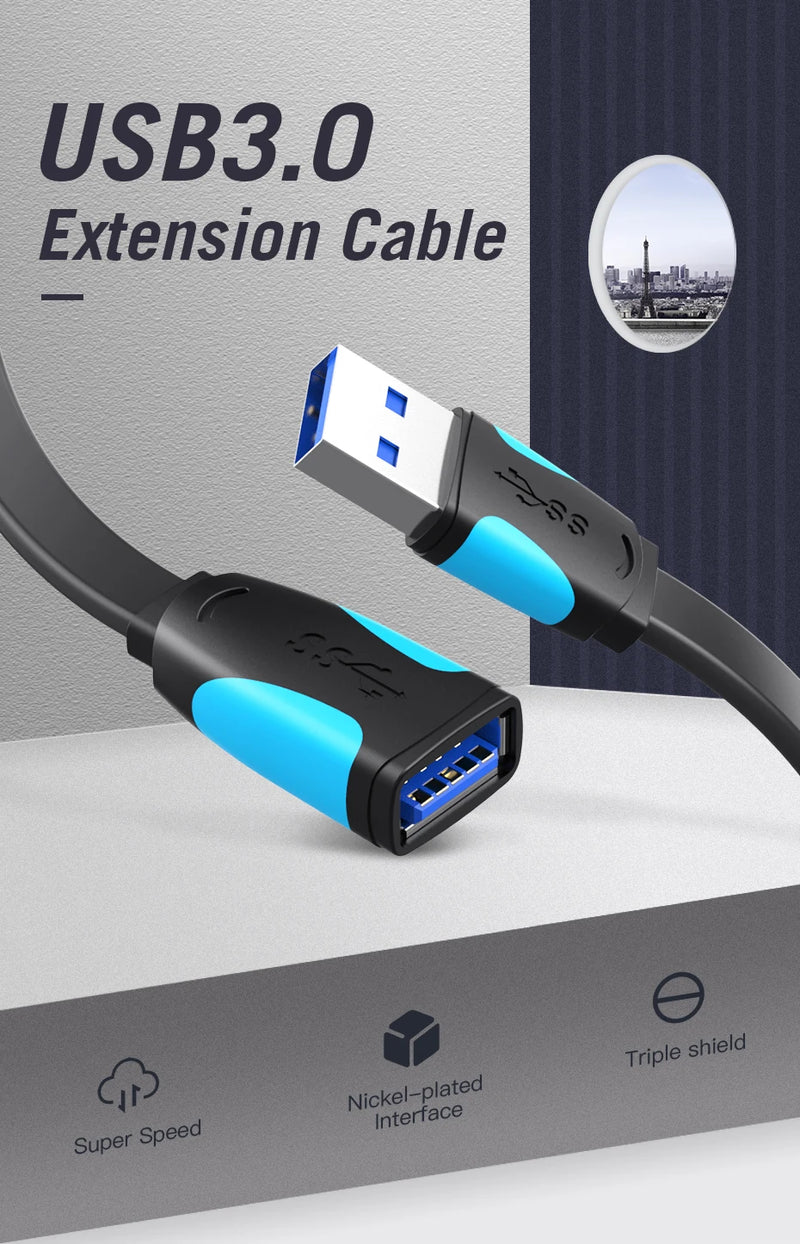 Vention USB 3.0 Extension Cable Male to Female Extender Cable Fast Speed USB 3.0 Cable Extended for laptop PC USB 2.0 Extension