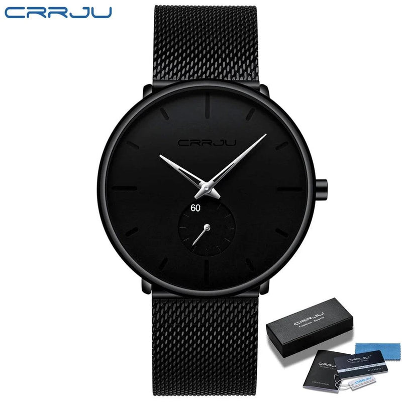 CRRJU Fashion Mens Watches Top Brand Luxury Quartz Watch Men Casual Slim Mesh Steel Waterproof Sport Watch Relogio Masculino - Property & Safety Tradings