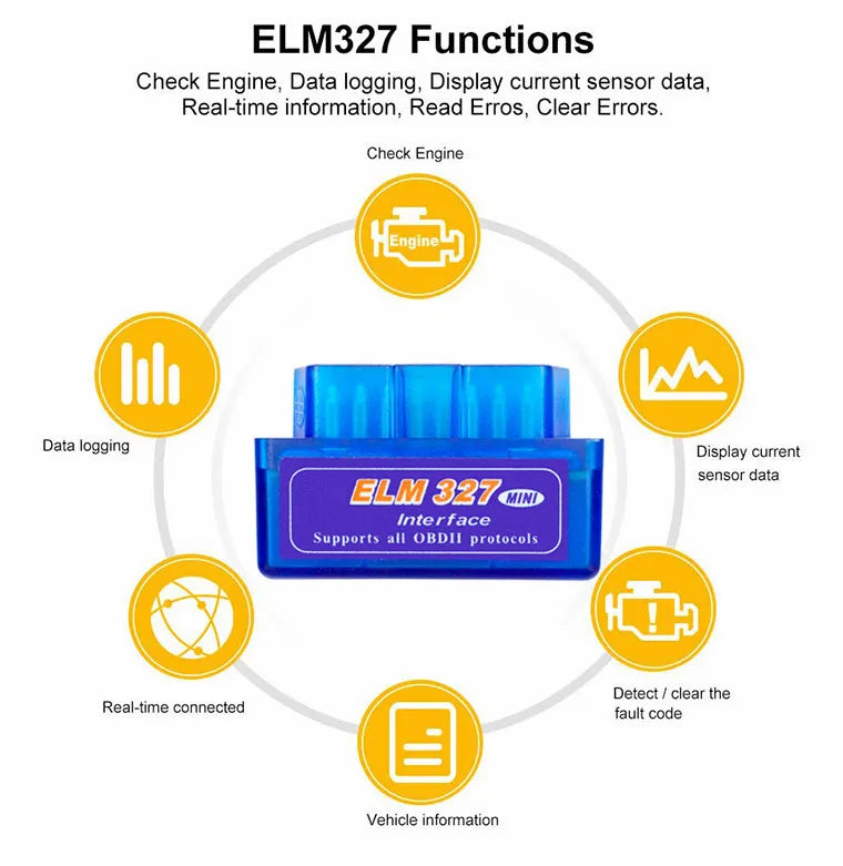 Super Mini ELM327 V1.5 PIC1825K80 Chip Bluetooth-Compatible Double Board OBD2 Diagnostic Tool ELM 327 V1.5 for OBDII Protocols - PST PS Tradings