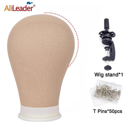 Alileader Canvas Block Poly Head Wig Making Head Weft/Wig Display Styling Mannequin Head Manikin Head Dryer20.5" 21"22.5"23inch - PST PS Tradings