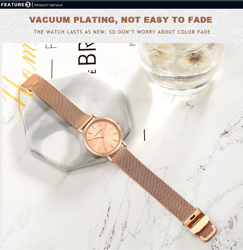 Drop Shipping A++++ Quality Stainless Steel Band Japan Quartz Movement Waterproof Women Full Rose Gold Ladies Luxury Wrist Watch - Property & Safety Tradings