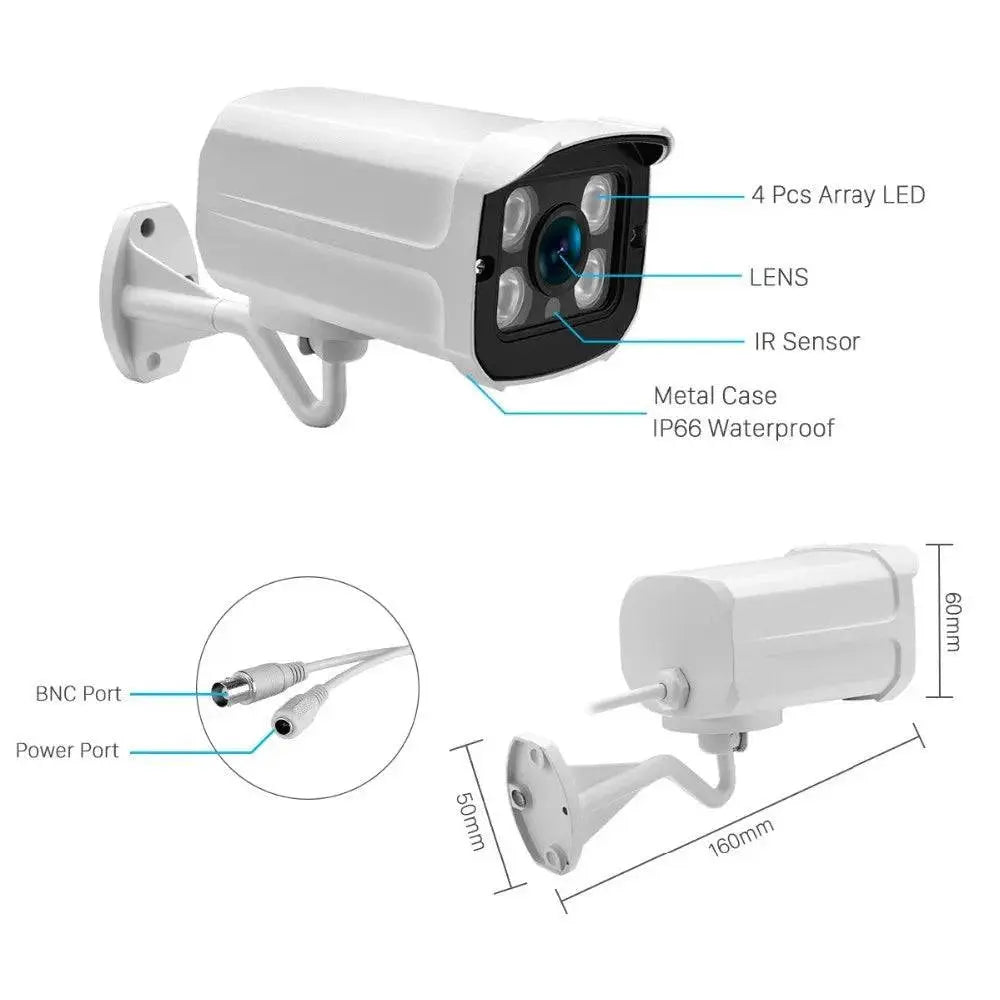 AHD CCTV Camera 5MP 1080P 720P Optioanl High Resolution 4 Array LED Nightvision Waterproof Bullet Outdoor AHD Camera - Property & Safety Tradings