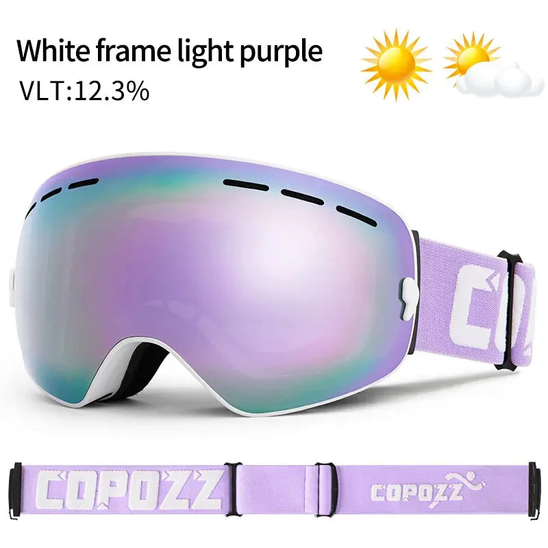 COPOZZ Brand Professional Ski Goggles Double Layers Lens Anti-fog UV400 Big Ski Glasses Skiing Snowboard Men Women Snow Goggles - Property & Safety Tradings