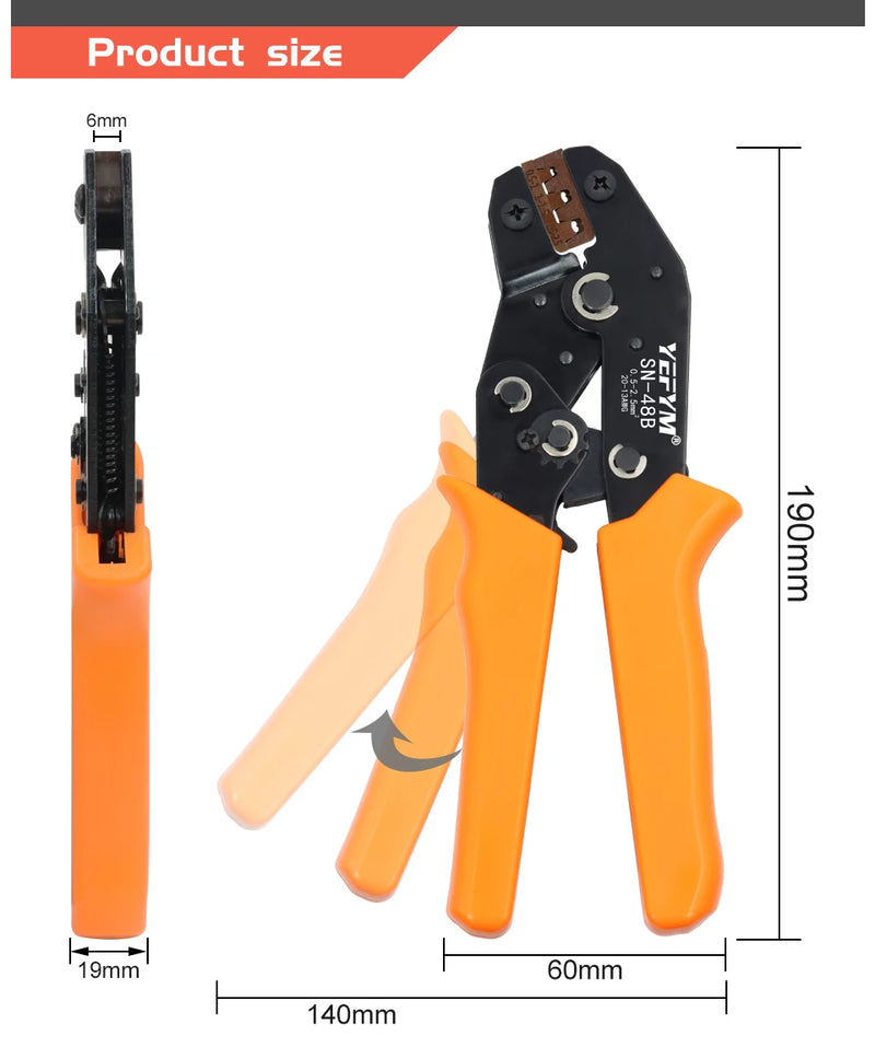 SN-48B SN-2 Wire Crimping Pliers 0.5-2.5mm2 20-13AWG for Box TAB 2.8 4.8 6.3 SM2.5 XH2.54 Terminals Sets Electrical Hand Tools