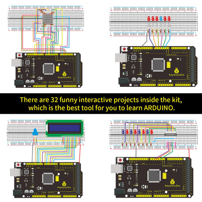 2024 Aktualisierte Version Keyestudio Super Starter Kit für Mega 2560R3 für UNOR3 Board, kompatibel mit Arduino Starter Kit + Tutorial