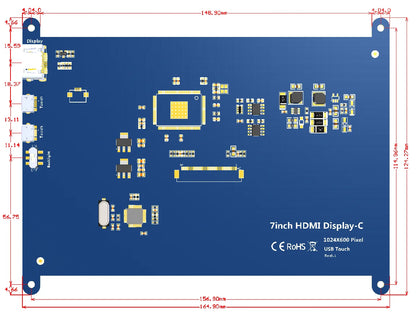 7-Zoll-Touchscreen Raspberry Pi 5 kapazitives HDMI-kompatibles TFT-LCD für Orange Pi 5 Plus 3B RPI 5 4B 3B+ PC Windows AIDA64