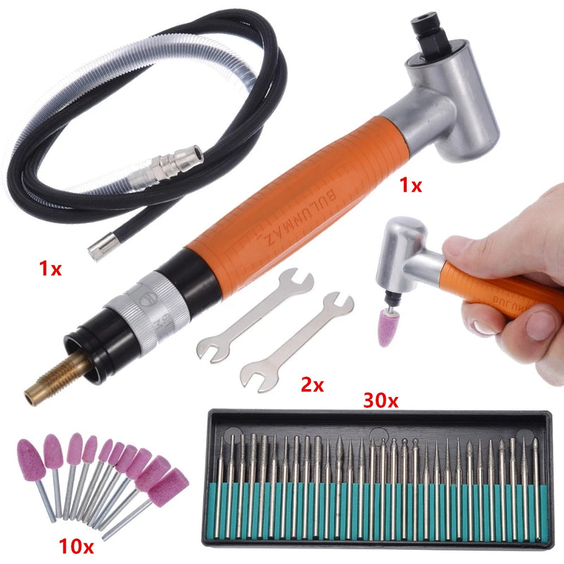 3mm 90 Degree Air Grinder Pneumatic Tool Micro Grinder Grinding Polishing Tool Set Metal Cutting Abrasive Tools Mayitr