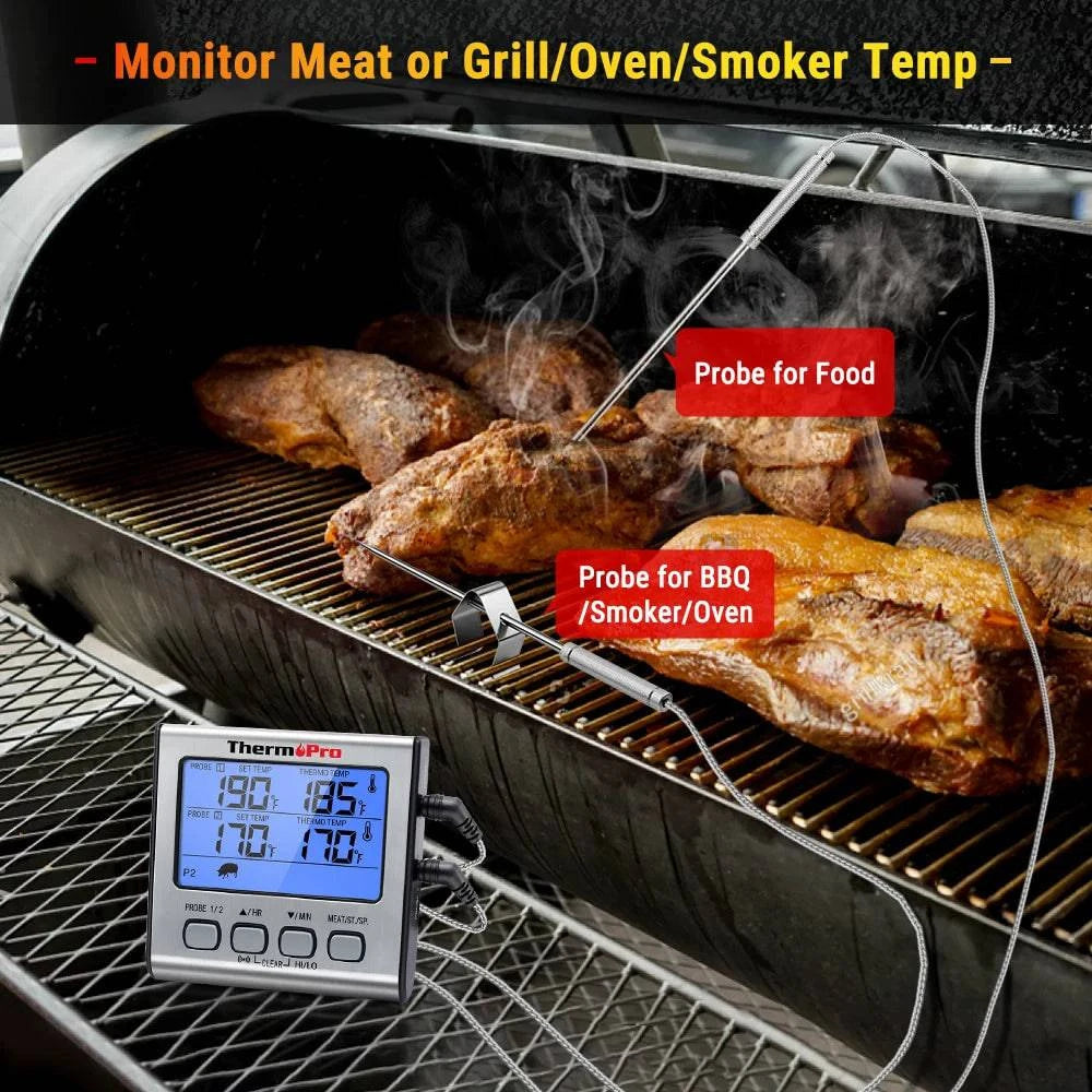 ThermoPro TP17 Dual Probes Digital Outdoor Meat Thermometer Cooking BBQ Oven Thermometer with Big LCD Screen For Kitchen - Property & Safety Tradings