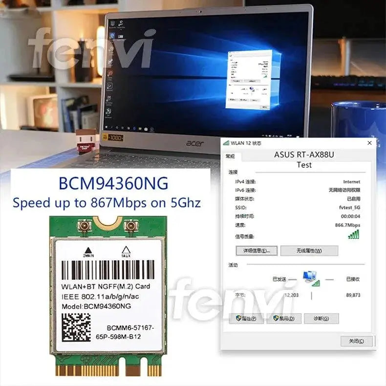 Dual band Wireless Hackintosh BCM94360NG WIFI Card NGFF M.2 1200Mbps Bluetooth4.0 BCM94352Z NGFF 802.11ac Wlan Adapter DW1560 - Property & Safety Tradings