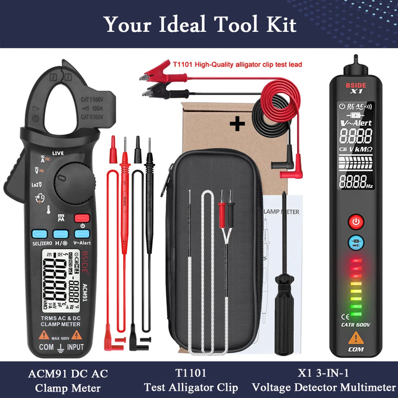 BSIDE Digital Clamp Meter 1mA High-Precision Ammeter Pliers True RMS DC AC Current Car Repair Electrical Temp Tester Multimeter