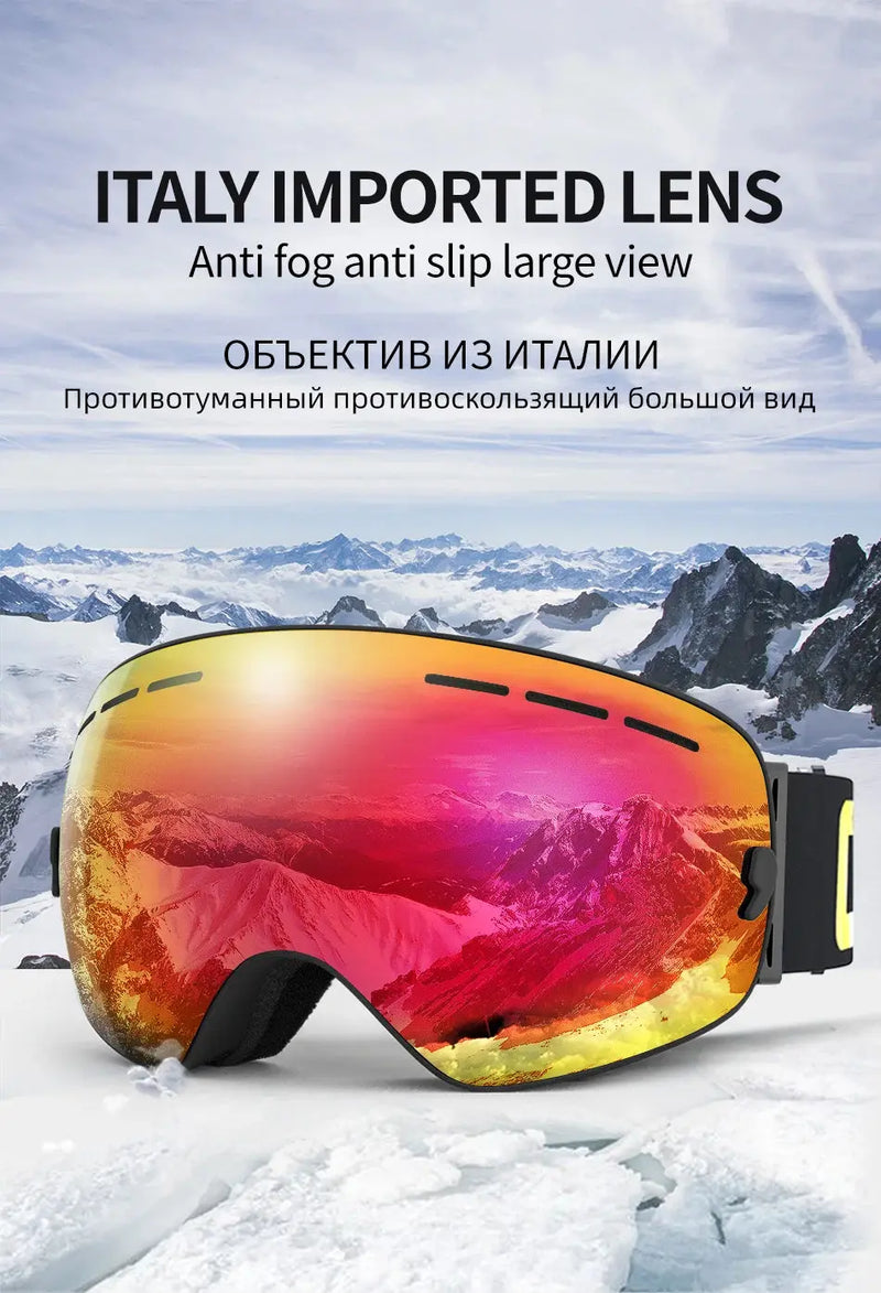 COPOZZ Brand Professional Ski Goggles Double Layers Lens Anti-fog UV400 Big Ski Glasses Skiing Snowboard Men Women Snow Goggles - Property & Safety Tradings