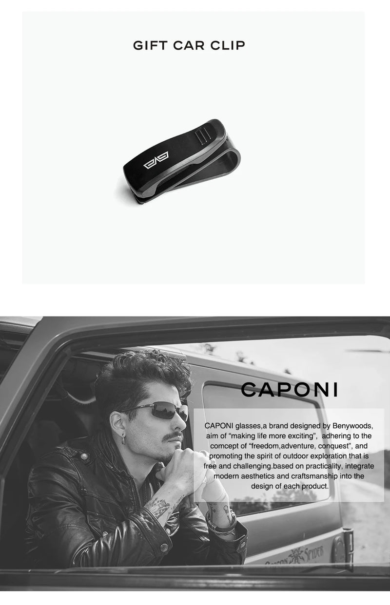 CAPONI Driving Photochromic High Quality Sunglasses Polarized Classic Brand Sun Glasses for Men oculos de sol masculino BS8722