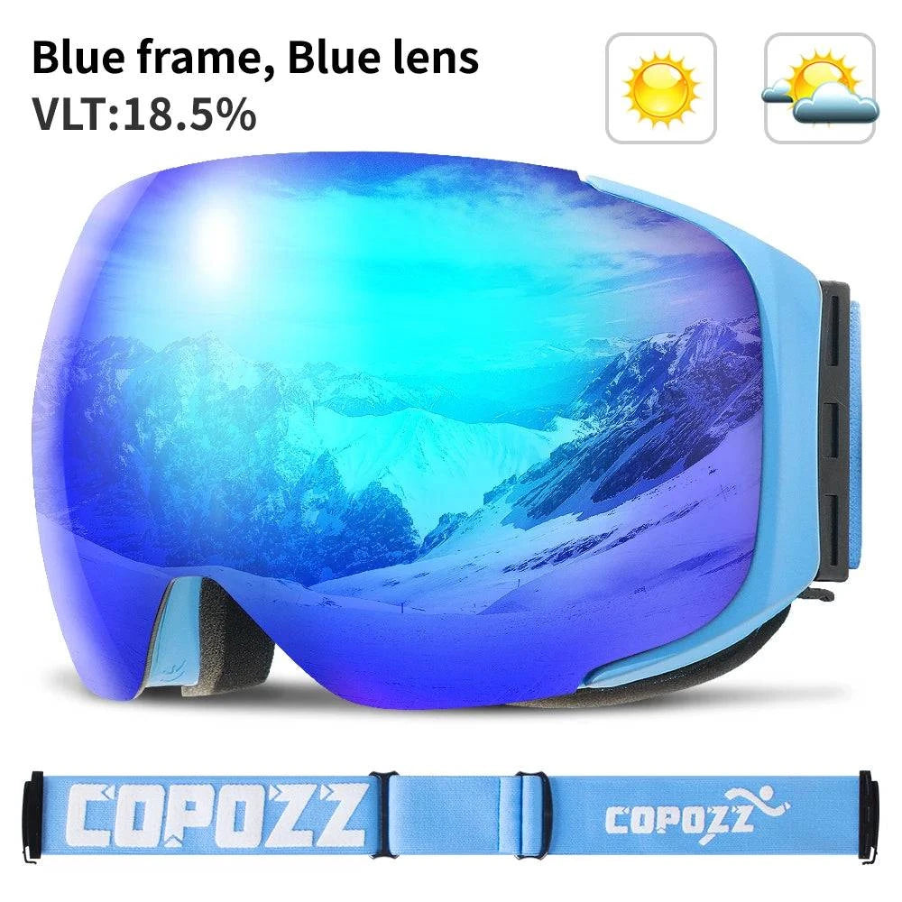 COPOZZ Magnetic Ski Goggles with Quick-Change Lens and Case Set 100% UV400 Protection Anti-fog Snowboard Goggles for Men & Women - Property & Safety Tradings