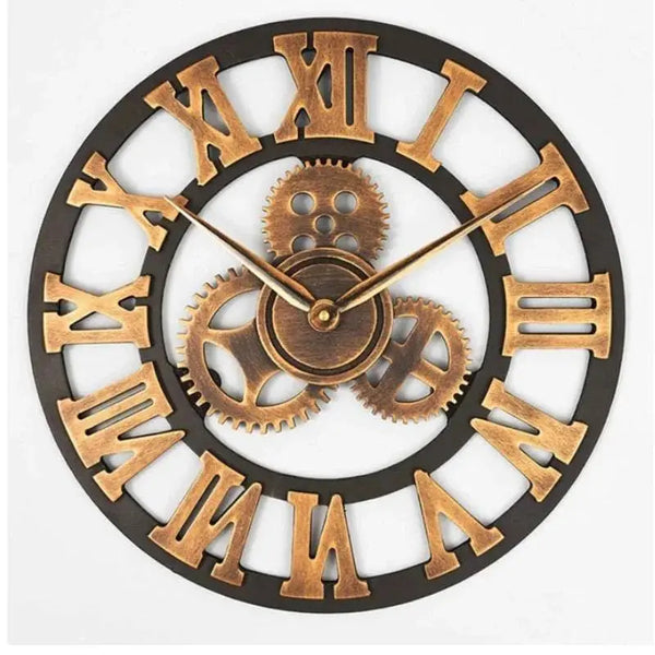 Gear Large Wall Clock Modern Design Clocks Quartz Time Mute Watch Wooden  Decor 3D Vintage Horloge Saat - Property & Safety Tradings