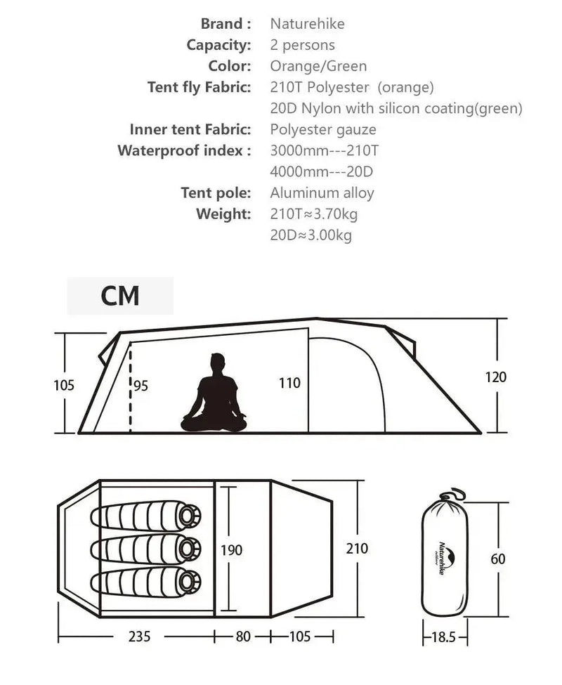 Naturehike Opalus 2 3 4 Tent 2 3 4 Person Hiking Tent 4 Season Tent Ultralight Family Travel Tent 20D Waterproof Camping Tent - Property & Safety Tradings