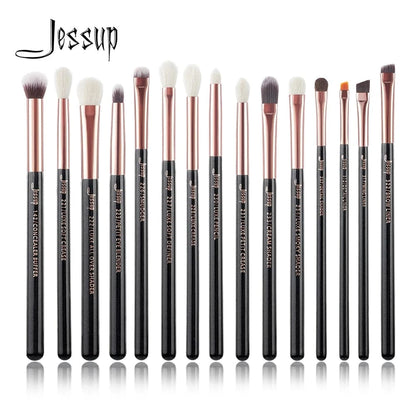 Jessup Professional Makeup Brushes Set 15pcs Make up Brush Pearl White/Silver Tools kit Eye Liner Shader natural-synthetic hair - Property & Safety Tradings