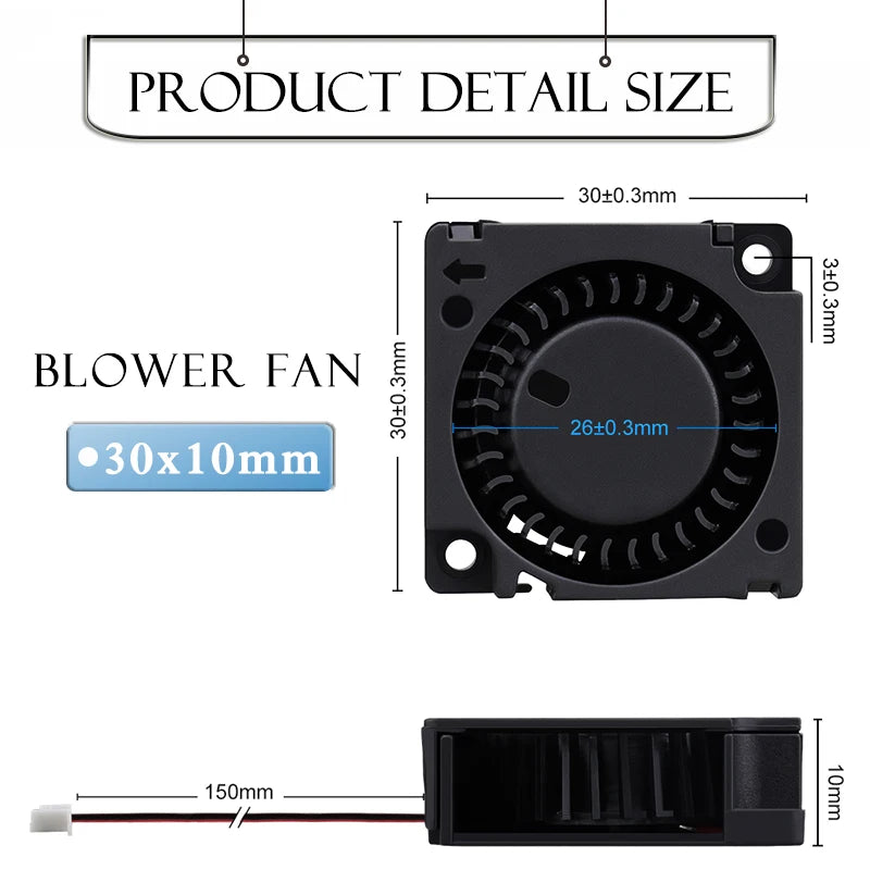 2 Pieces Gdstime DC 5V 12V 24V 30x30x10mm Sleeve Dual Ball 1 inch Small Mini Blower Cooling Fan 30mm x 10mm 3cm 3010 3D Printer