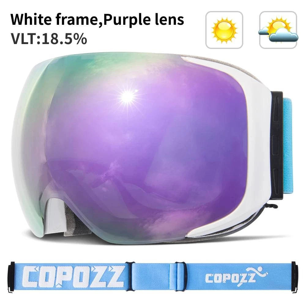 COPOZZ Magnetic Ski Goggles with Quick-Change Lens and Case Set 100% UV400 Protection Anti-fog Snowboard Goggles for Men & Women - Property & Safety Tradings