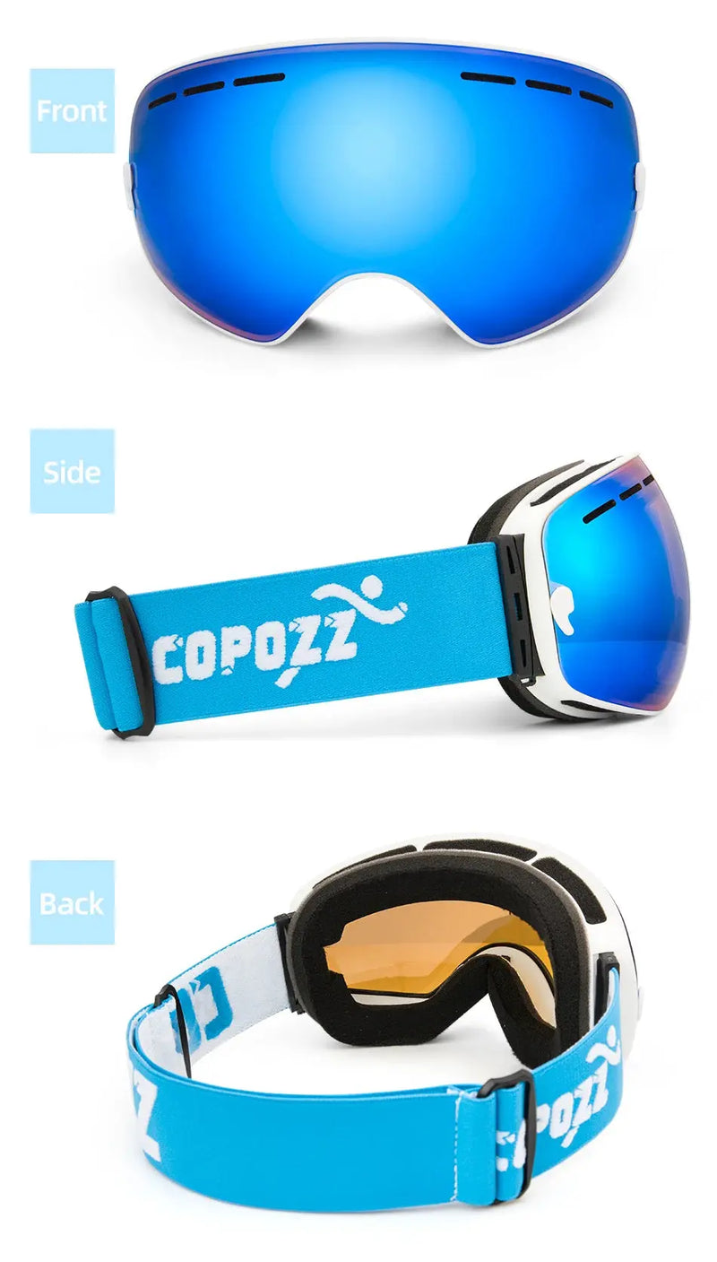 COPOZZ Brand Professional Ski Goggles Double Layers Lens Anti-fog UV400 Big Ski Glasses Skiing Snowboard Men Women Snow Goggles - Property & Safety Tradings