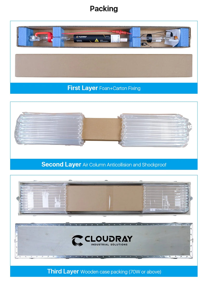 Cloudray  35-45W Co2 Metal Glass Laser Tube 720MM 40W Glass Laser Lamp for CO2 Laser Engraving Cutting Machine