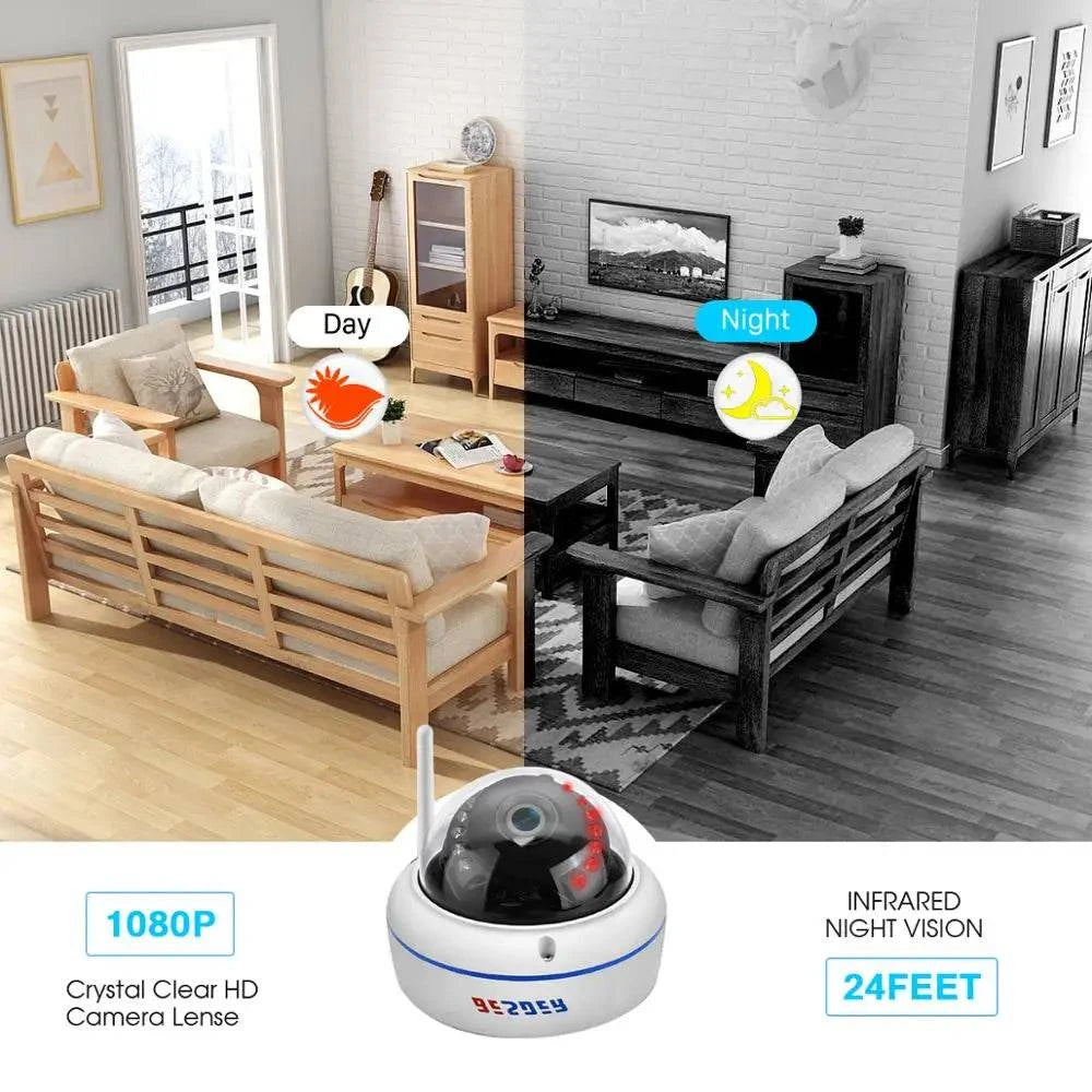 HD1080P Vandal-proof IP Camera WiFi SD Card Slot 64Gb Motion Ai Detect Alert Dome 2MP Audio Security CCTV Camera Xmeye P2P ICSee - Property & Safety Tradings