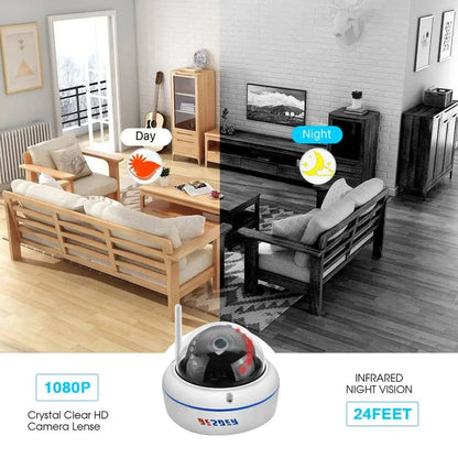 HD1080P Vandal-proof IP Camera WiFi SD Card Slot 64Gb Motion Ai Detect Alert Dome 2MP Audio Security CCTV Camera Xmeye P2P ICSee - Property & Safety Tradings