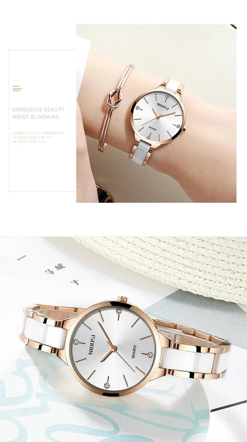 NIBOSI Women Wrist Watch Ceramic Bracelet Watches Ladies Creative Watch For Women Female Clock Relogio Feminino Montre Femme - Property & Safety Tradings