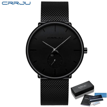 CRRJU Fashion Mens Watches Top Brand Luxury Quartz Watch Men Casual Slim Mesh Steel Waterproof Sport Watch Relogio Masculino - PST PS Tradings