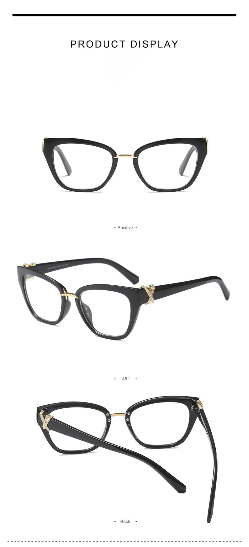 45605 Cat Eye Glasses Frames Women Rhinestone Decoration Styles Optical Fashion Computer Glasses