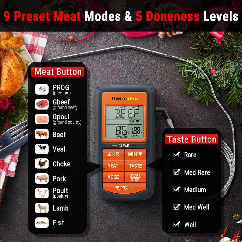 ThermoPro TP06B Digital Kitchen Meat Food Candy Smoker Oven BBQ Cooking Thermometer with Timer - PST PS Tradings