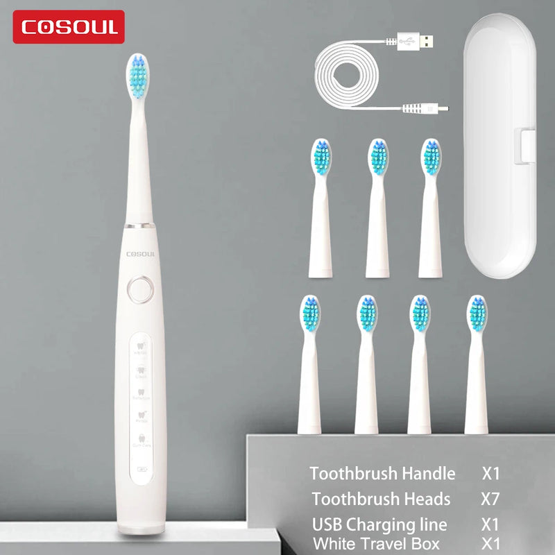 Electric Toothbrush Sonic Rechargeable Top Quality Smart Chip Toothbrush Head Replaceable Whitening Healthy Best Gift ! - PST PS Tradings