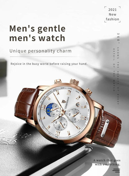 LIGE Men Watch Luxury Leather Waterproof Sport Quartz Wristwatch Chronograph Military Watch for Men Relogio Masculino Men‘s Gift - Property & Safety Tradings