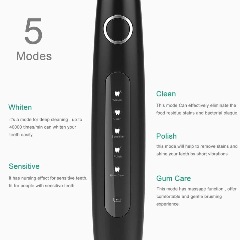 Electric Toothbrush Sonic Rechargeable Top Quality Smart Chip Toothbrush Head Replaceable Whitening Healthy Best Gift ! - PST PS Tradings