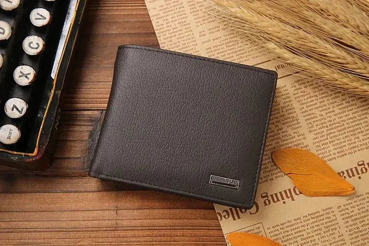 JINBAOLAI Genuine Leather Men Wallets Short Design ID Card Holder Waterproof Black Male Wallet Casual Top Quality Men Purse - PST PS Tradings