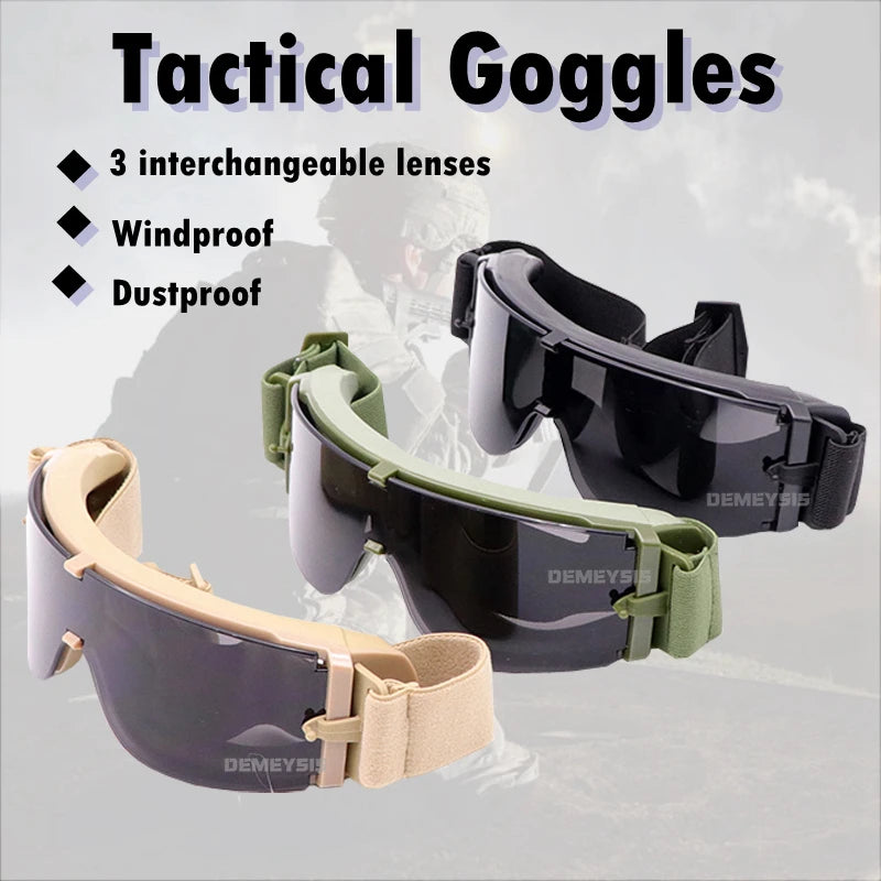 Tactical Glasses Airsoft Glasses Paintball Shooting eyewear Windproof  Tactical Goggles Anti-UV Protection Glasses - PST PS Tradings