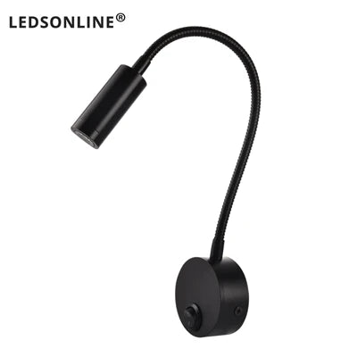 Wand Lampe 3W Home Hotel Loft Nacht Lesen Buch Schwarz Silber Licht Flexiable AUF/OFF Schalter 90-260V Spot LED Lampe