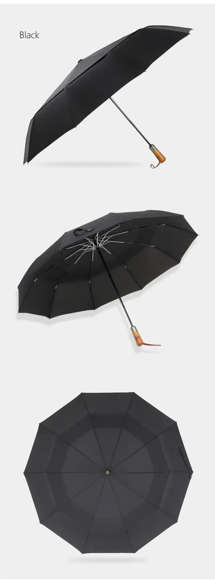 PARACHASE Big Umbrella Men Business Style 115cm Automatic Umbrella Rain Double Layer 10K Windproof Large Golf Umbrellas Wooden - Property & Safety Tradings