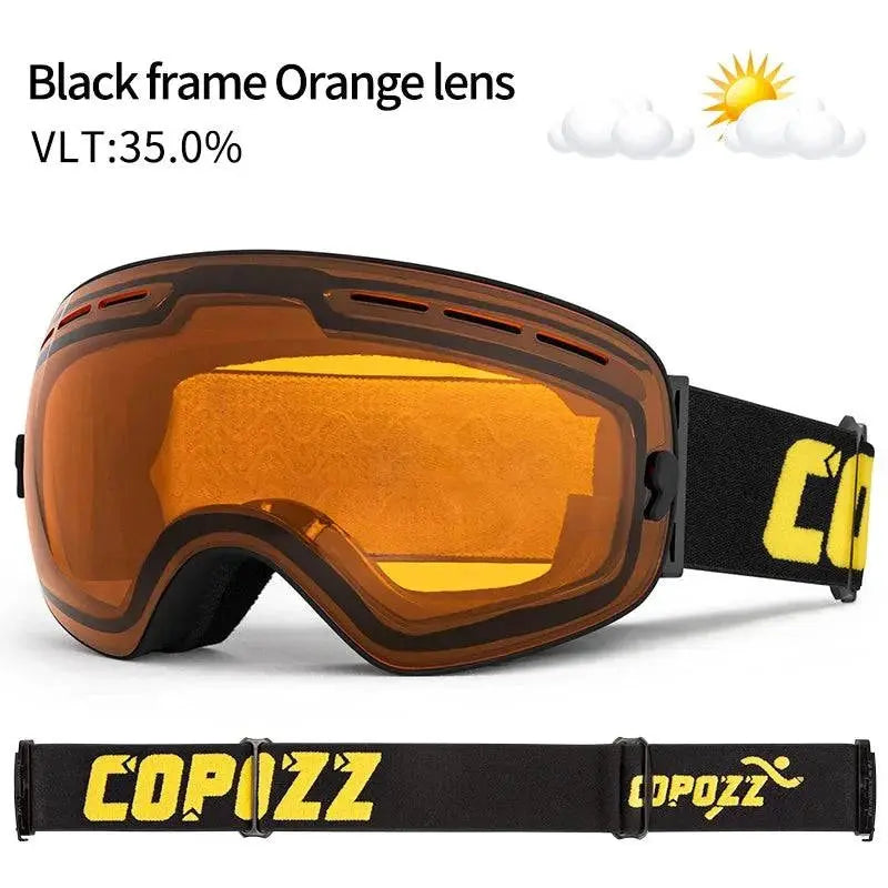 COPOZZ Brand Professional Ski Goggles Double Layers Lens Anti-fog UV400 Big Ski Glasses Skiing Snowboard Men Women Snow Goggles - Property & Safety Tradings