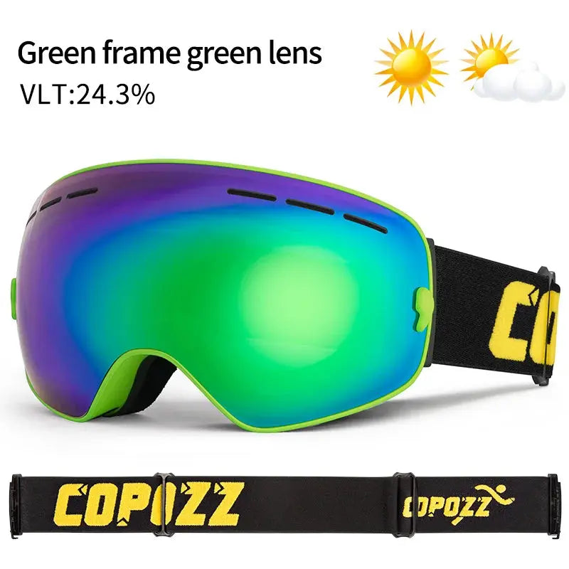 COPOZZ Brand Professional Ski Goggles Double Layers Lens Anti-fog UV400 Big Ski Glasses Skiing Snowboard Men Women Snow Goggles - Property & Safety Tradings