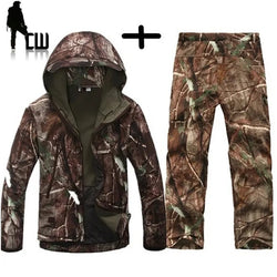 TAD Gear Tactical Softshell Camouflage Jacket Set Men Camping Windbreaker Waterproof Hiking Clothes Set Fleece Outdoors Jacket