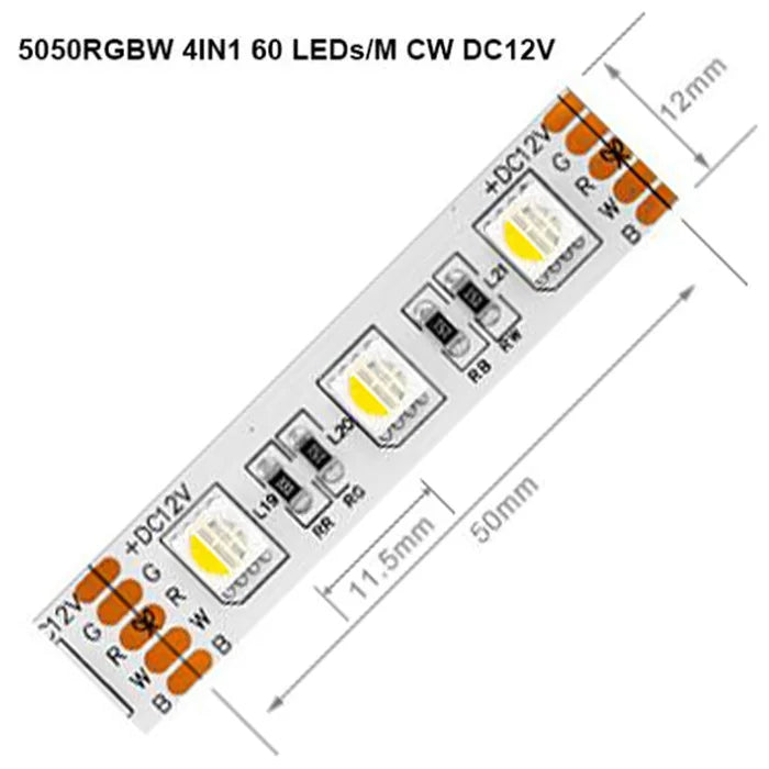 5m 5050 RGBW Led Lights 4pin RGB Led Strip 5pin 4in1 RGBWW RGBCW Led Strip Light 6pin 5in1 RGBCCT Light Strip 12V 24V Waterproof