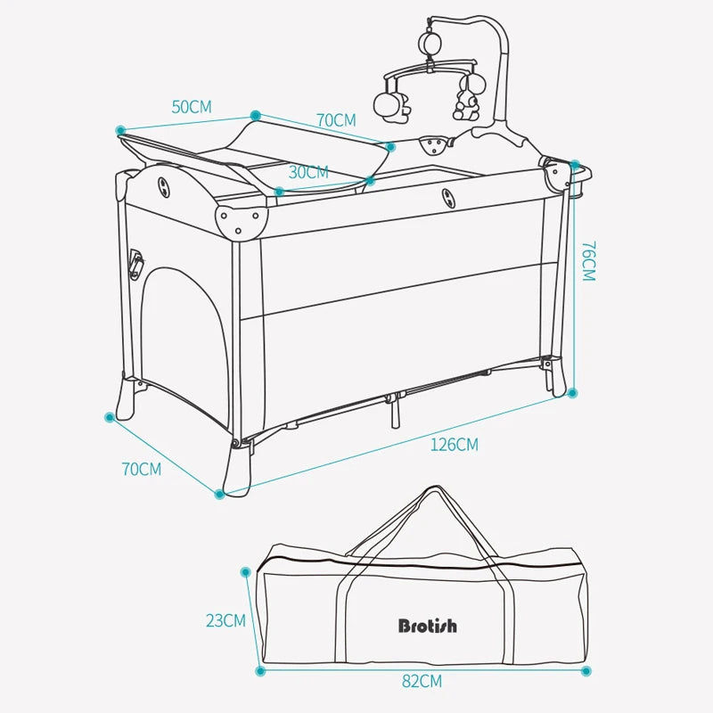 IMBABY Newborn Baby Bed Multifunctional Baby Cribs Foldable Baby Cot With Diaper Table Crib Cradle Double Decker Cribs for Baby - PST PS Tradings