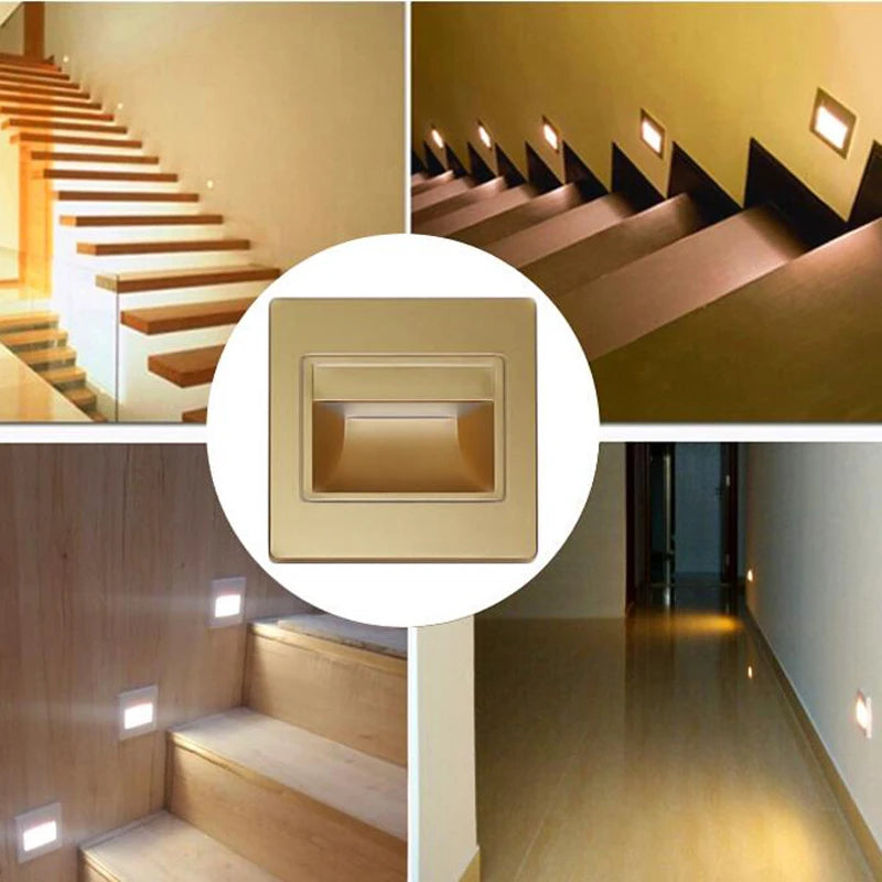 Einbau in LED-Treppen licht 85-265V Wand leuchte Beleuchtung Schritt Treppe Gang Lampen warm kühl weiß Keller Durchgang Fuß lichter