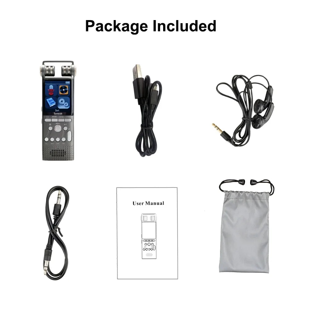 Professional Voice Activated Digital Audio Recorder 16GB 8GB USB Pen Non-Stop 100hr Recording PCM 1536Kbps External Microphone