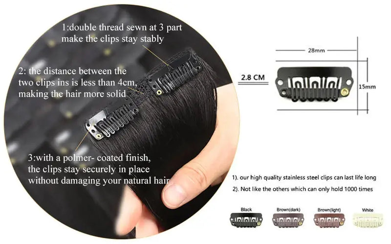 Doreen 160G 200G 240G Volume Series Brazilian Machine Remy Straight Clip In Human Hair Extensions  Full Head 10Pcs 16 to 24 Inch - Property & Safety Tradings