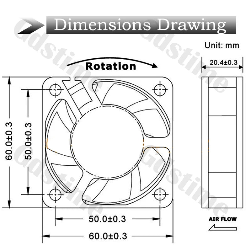 2 Pcs Gdstime 60x60x20mm 6020 12V 24V Dual Ball 3D Printer Cooler Fan 60mmx20mm Brushless Machine Equipment DC Motor Cooling Fan - PST PS Tradings