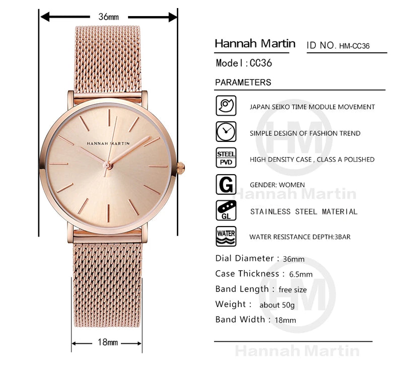 Drop Shipping A++++ Quality Stainless Steel Band Japan Quartz Movement Waterproof Women Full Rose Gold Ladies Luxury Wrist Watch - Property & Safety Tradings