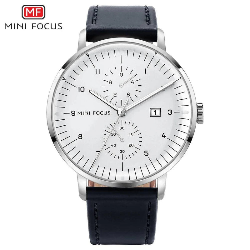 MINI FOCUS Men Watch Top Brand Luxury Quartz Watches Mens Casual Fashion Genuine Leather Male Wristwatch New Waterproof Clock - Property & Safety Tradings