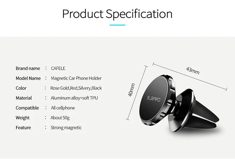 CAFELE Universeller magnetischer Handyhalter fürs Auto Auto-Halterung für Handy Magnetische Handyhalterung für Mobiltelefone Aluminiumlegierung